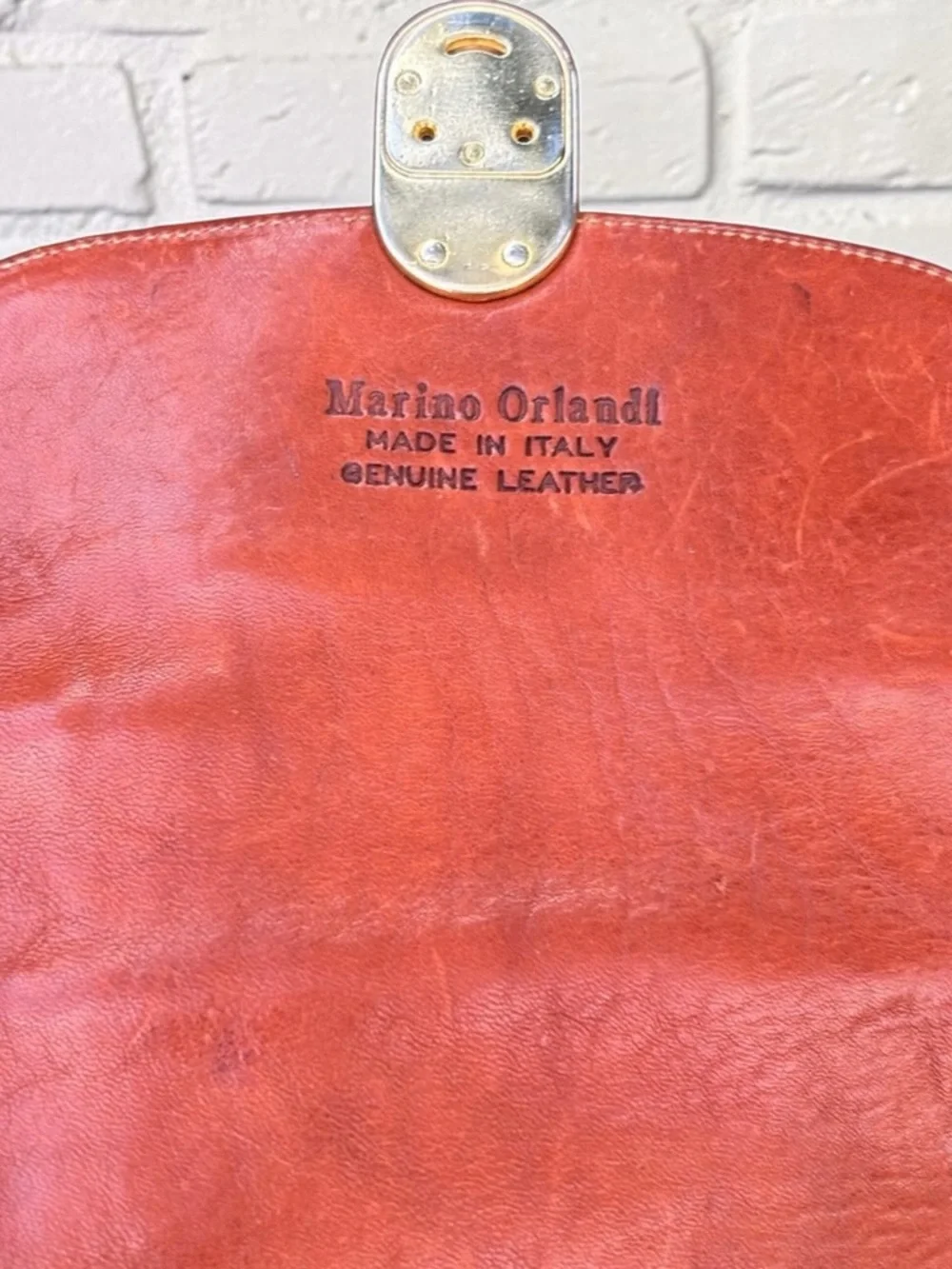 Marino Orlandi Two-Tone Tan & Dark Brown Leather Satchel